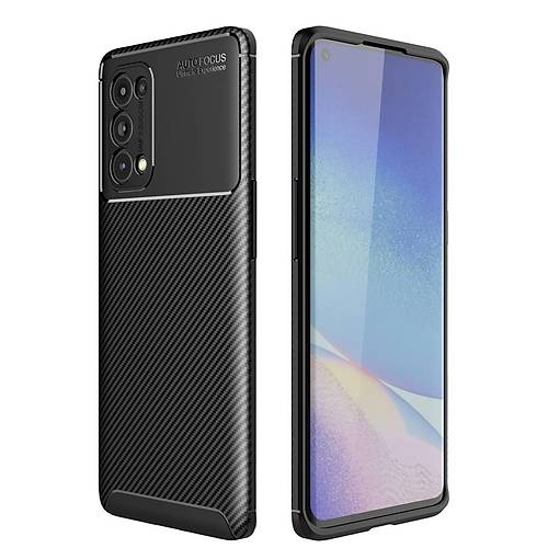 Reno 5 Pro K�l�f Auto Focus Karbon Kapak - Siyah