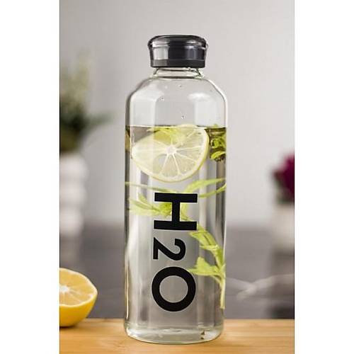 H2o Borosilikat Cam Matara Vakum Kapakl� Su �i�esi Suluk Siyah 1000 ML