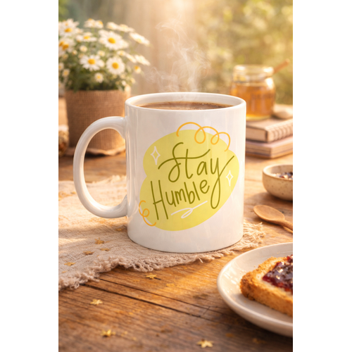 Stay Humble Porselen Kupa MODEL 129 � Minimal Motivasyon Kupas�, ��k Tasar�m, G�nl�k Kahve & �ay Kupas�