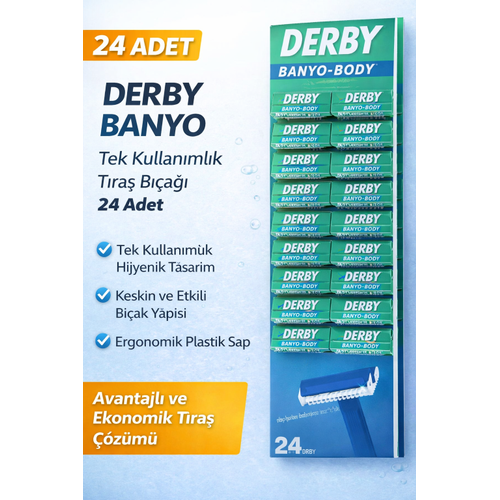 Derby Banyo Tek Kullan�ml�k T�ra� B��a�� 24 Adet Avantajl� Paket Plastik Sapl� Ekonomik T�ra� Jileti