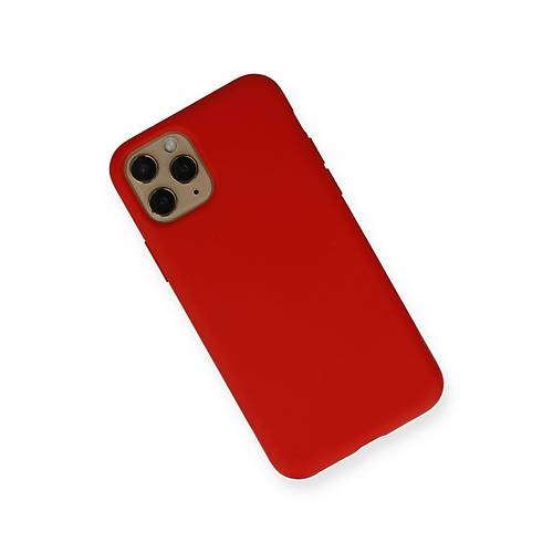 iPhone 11 Pro K�l�f Nano i�i Kadife Silikon - K�rm�z�