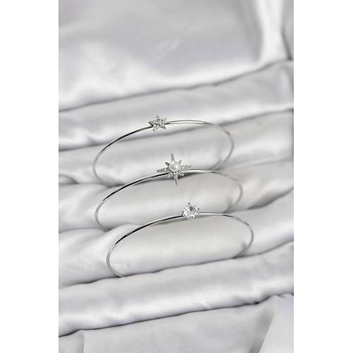 G�m�� Renk Kutup Y�ld�z� Model Zirkon Ta�l� 3'l� Kad�n Bileklik Kombini