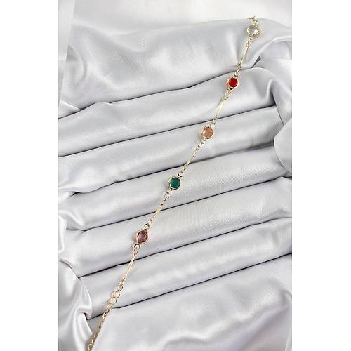 Pirin� Asorti Model Gold Renk Zirkon Ta�l� Kad�n Bileklik