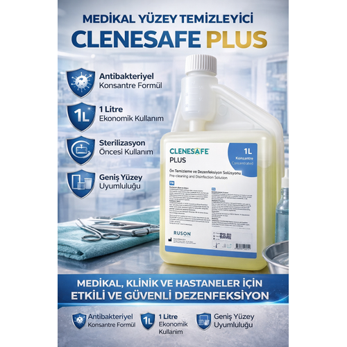 Clenesafe Plus 1 L Konsantre �n Temizleme ve Dezenfeksiyon Sol�syonu Medikal Y�zey Temizleyici