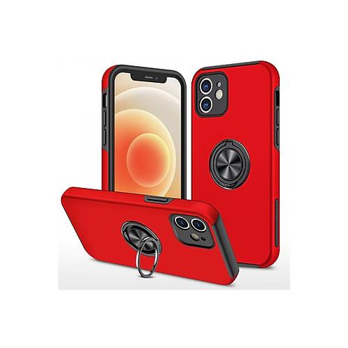 iPhone 12 K�l�f Elit Y�z�kl� Kapak - K�rm�z�