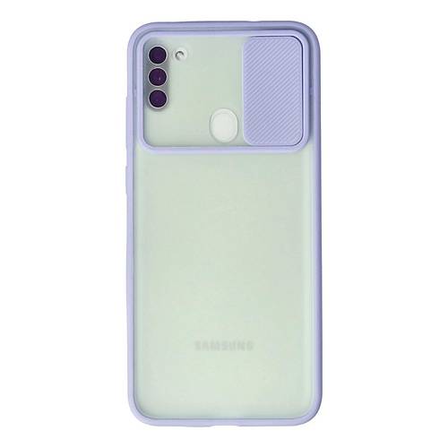 Galaxy A11 K�l�f Palm Buzlu Kamera S�rg�l� Silikon - Lila