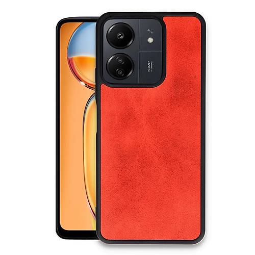 Redmi 13C K�l�f Aras Deri Kapak - K�rm�z�