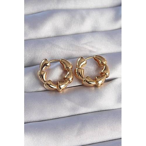 Pirin� Gold Renk Damla K�vr�m Tasar�ml� Halka K�pe