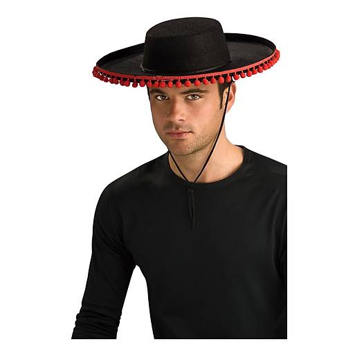 K�rm�z� Ponponlu Siyah Renk Yeti�kin �spanyol �apkas�