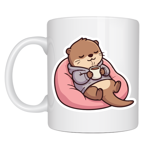 Sevimli Su Samuru Tasar�ml� Porselen Kupa MODEL 191 � Kahve ��en Tatl� Su Samuru Kahve Kupas� � Cozy Temal� Hediyelik Kupa Bardak