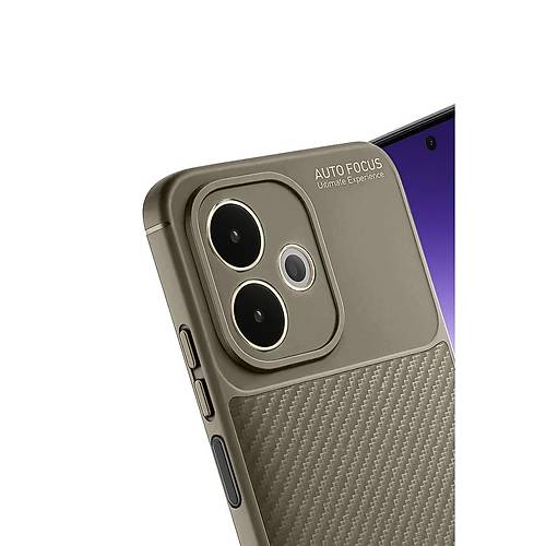 A5 Pro 4G K�l�f Auto Focus Karbon Kapak - Kahverengi