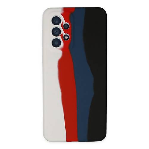 Galaxy A73 5G K�l�f Ebruli Lansman Silikon - Beyaz-Siyah