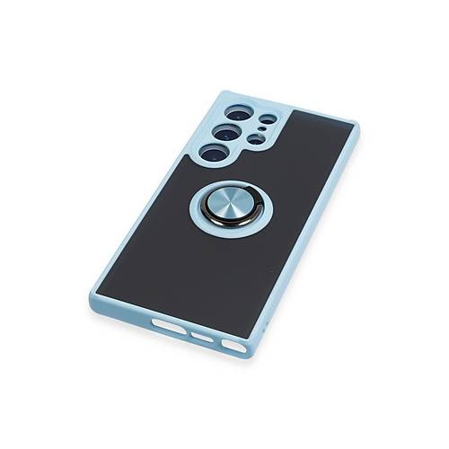 Galaxy S23 Ultra K�l�f Montreal Y�z�kl� Silikon Kapak - Buz Mavi