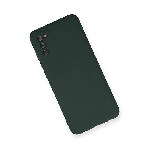 Galaxy A03S K�l�f Nano i�i Kadife Silikon - Koyu Ye�il