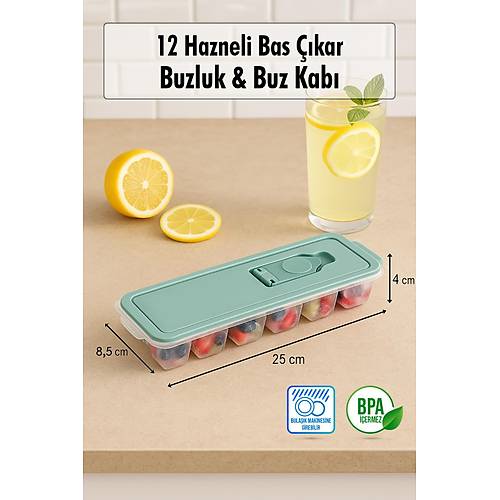 12 Hazneli Bas ��kar Buzluk & Buz Kab� Beyaz