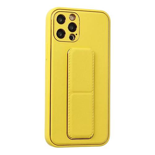 iPhone 12 Pro K�l�f Coco Deri Standl� Kapak - Sar�