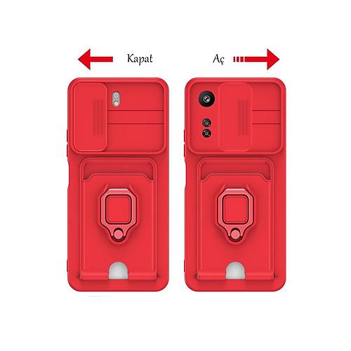 Redmi 13C K�l�f Zuma Kartvizitli Y�z�kl� Silikon - K�rm�z�