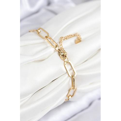 316L �elik Nazar Boncu�u Ve Zirkon Ta�l� Kalp Model Gold Renk Kad�n Bileklik