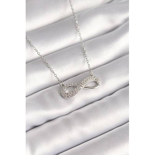 316L �elik G�m�� Renk Zincir Zirkon Ta�l� Sonsuzluk Model Kad�n Kolye