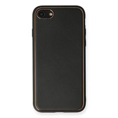 iPhone 7 K�l�f Coco Deri Silikon Kapak - Siyah