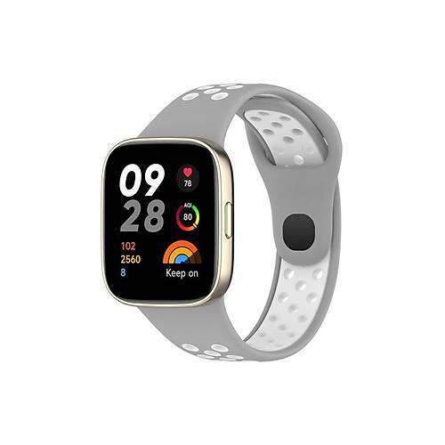 Redmi Watch 3 Spor Delikli Kordon - Gri-Beyaz