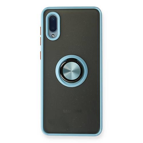 Galaxy A02 K�l�f Montreal Y�z�kl� Silikon Kapak - Buz Mavi