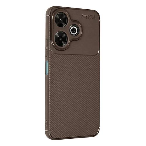 Redmi 13 4G K�l�f Auto Focus Karbon Kapak - Kahverengi