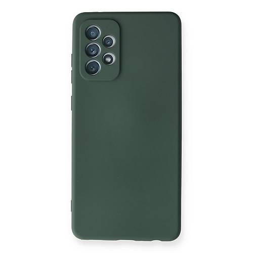 Galaxy A72 K�l�f Nano i�i Kadife Silikon - Koyu Ye�il