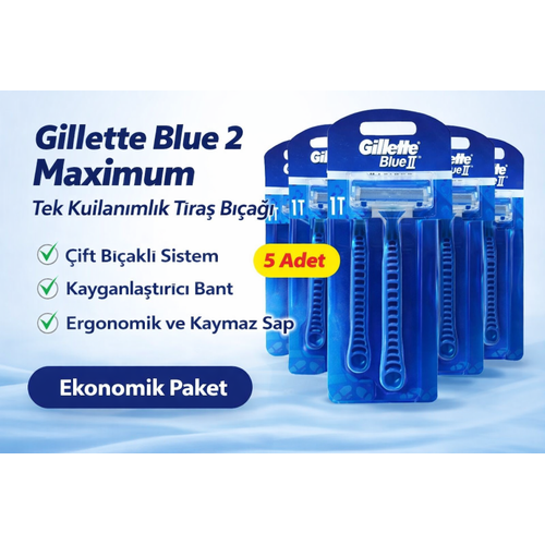 Jilet Blue 2 Maximum Tek Kullan�ml�k T�ra� B��a�� 5 Adet Ekonomik Paket