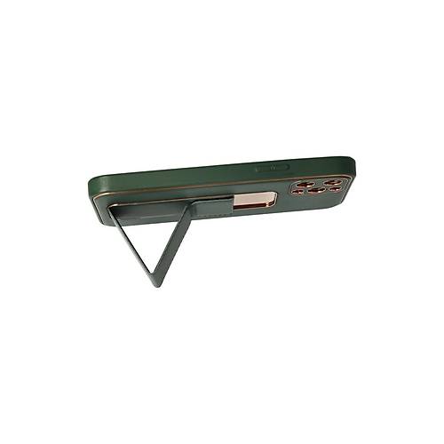 iPhone 12 Pro K�l�f Coco Deri Standl� Kapak - Ye�il