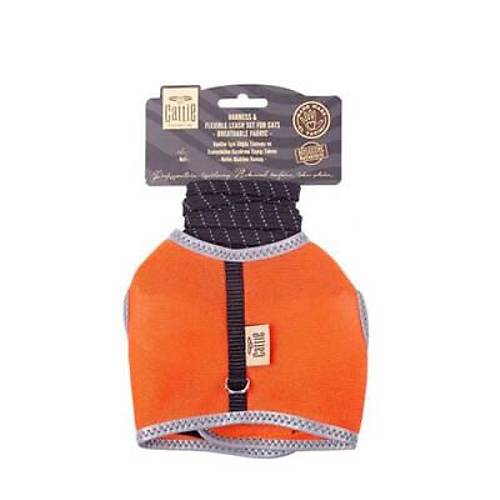Haval� Dokuma Kedi G���s ve Gezdirme Tasmas� Large Turuncu 1,5x-30-40 Cm