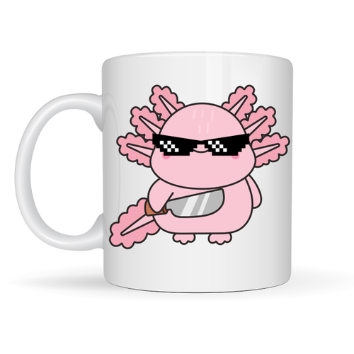 Cool Axolotl Tasar�ml� Porselen Kupa MODEL 83 � E�lenceli, Sevimli ve Enerji Dolu Kahve Kupas�