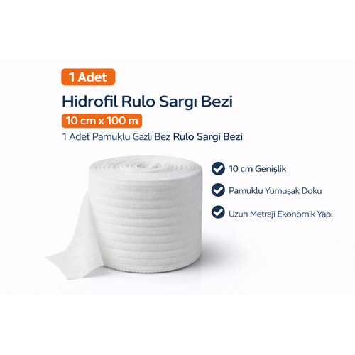 Hidrofil Rulo Sarg� Bezi 10 cm x 100 m 1 Adet Pamuklu Gazl� Bez Rulo Sarg� Bezi