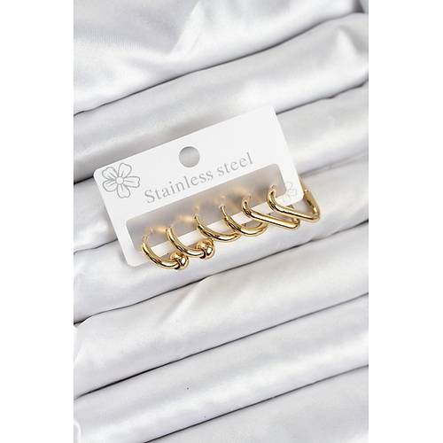 316L �elik Gold Renk Kad�n K�pe Seti