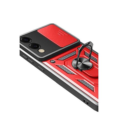 Galaxy S25 Edge Pars Lens Y�z�kl� Silikon - K�rm�z�