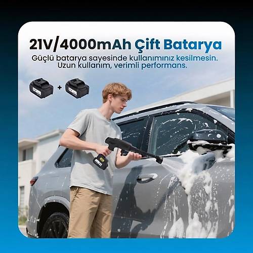 21V 4000mAh Li-ion Kablosuz Y�kama Tabancas� (Siyah)