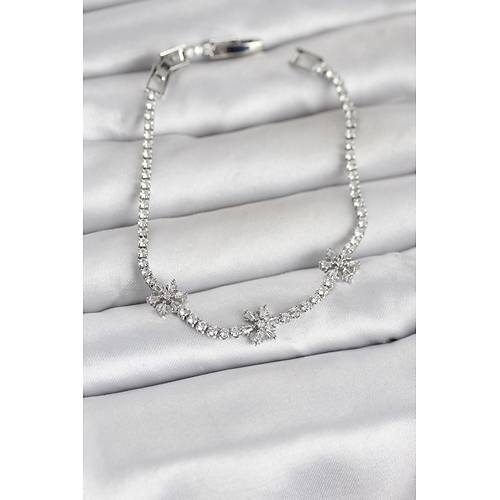 Pirin� G�m�� Renk �i�ek Model Zirkon Ta�l� Su Yolu Kad�n Bileklik