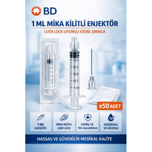 BD 1 ML Mika Kilitli Enjekt�r Luer Lock ��r�nga