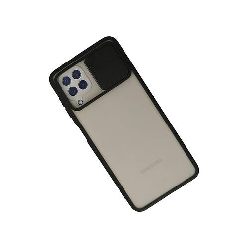 Galaxy A22 K�l�f Palm Buzlu Kamera S�rg�l� Silikon - Siyah