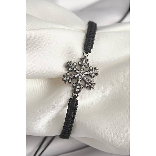 Pirin� F�me Renk Zirkon Ta�l� Kar Tanesi Fig�r Makrome Asans�rl� Model Kad�n Bileklik