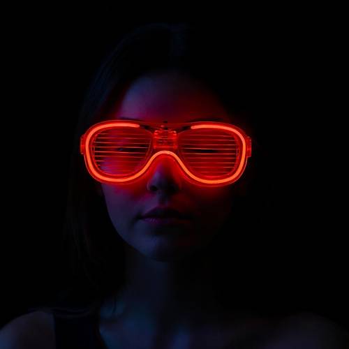 K�rm�z� Led I��kl� Parti G�zl��� - Neon Glow �erit G�zl�k 3 Modlu