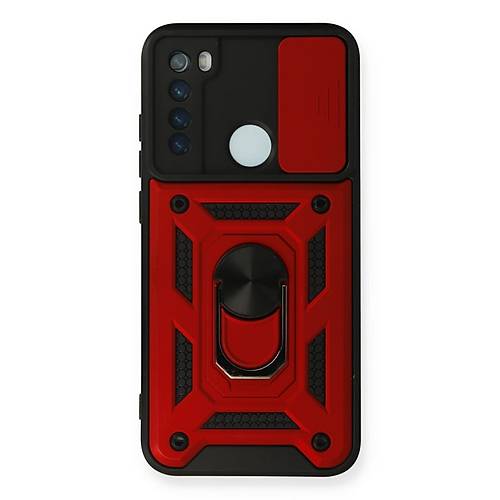 Redmi Note 8 K�l�f Pars Lens Y�z�kl� Silikon - K�rm�z�