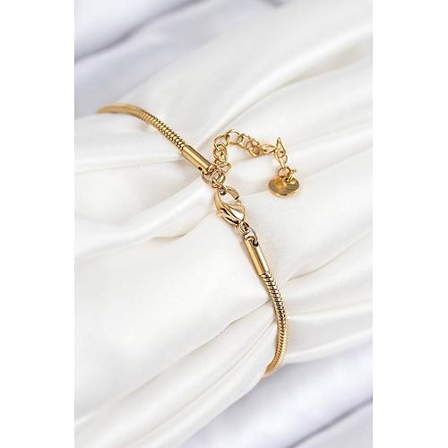 316L �elik Zirkon Ta�l� G�z Charm Model Gold Renk Kad�n Bileklik