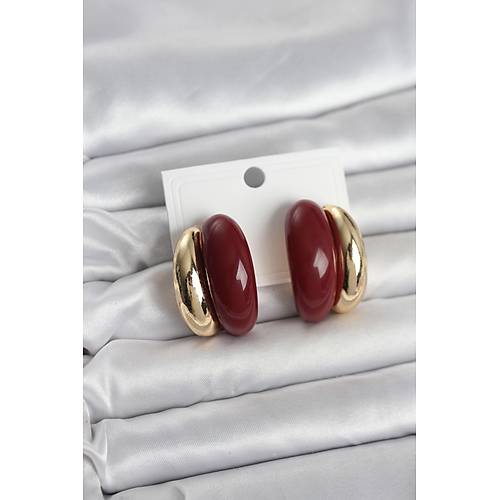 Damla Model Bordo Vintage Gold Renk Kad�n K�pe