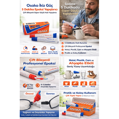 Osaka �kiz G�� 5 Dakika Epoksi Yap��t�r�c� �ift Bile�enli G��l� H�zl� Yap��t�r�c� 1 Adet