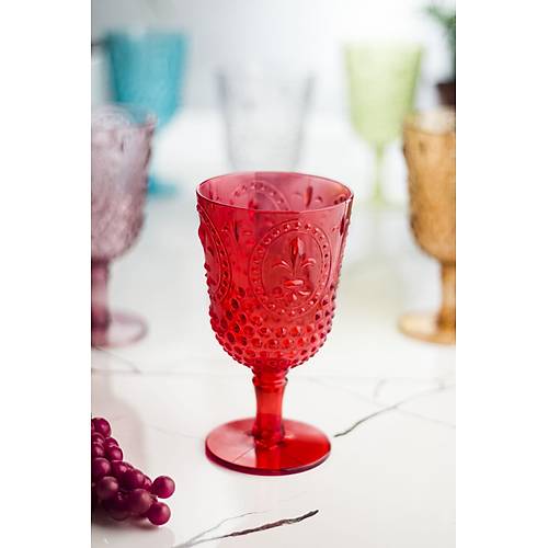 Akrilik Renkli 6'l� Kadeh & Su Me�rubat Kahve Yan� Barda�� 450 ml ( Cam De�ildir )