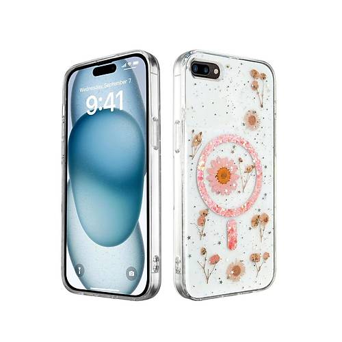 iPhone 7 Plus K�l�f Daisy Simli Magsafe Kapak - Pembe