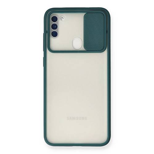 Galaxy A11 K�l�f Palm Buzlu Kamera S�rg�l� Silikon - Ye�il