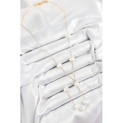 Pirin� �ncili Kalp Fig�rl� Y Model Gold Renk Kad�n Kolye