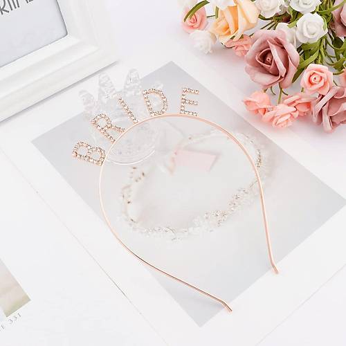 Rose Gold Renk Bekarl��a Veda Kristal Ta� Bride Tac� �thal 16x10 cm